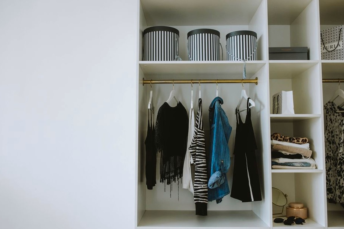 A compact, neatly organized wardrobe.