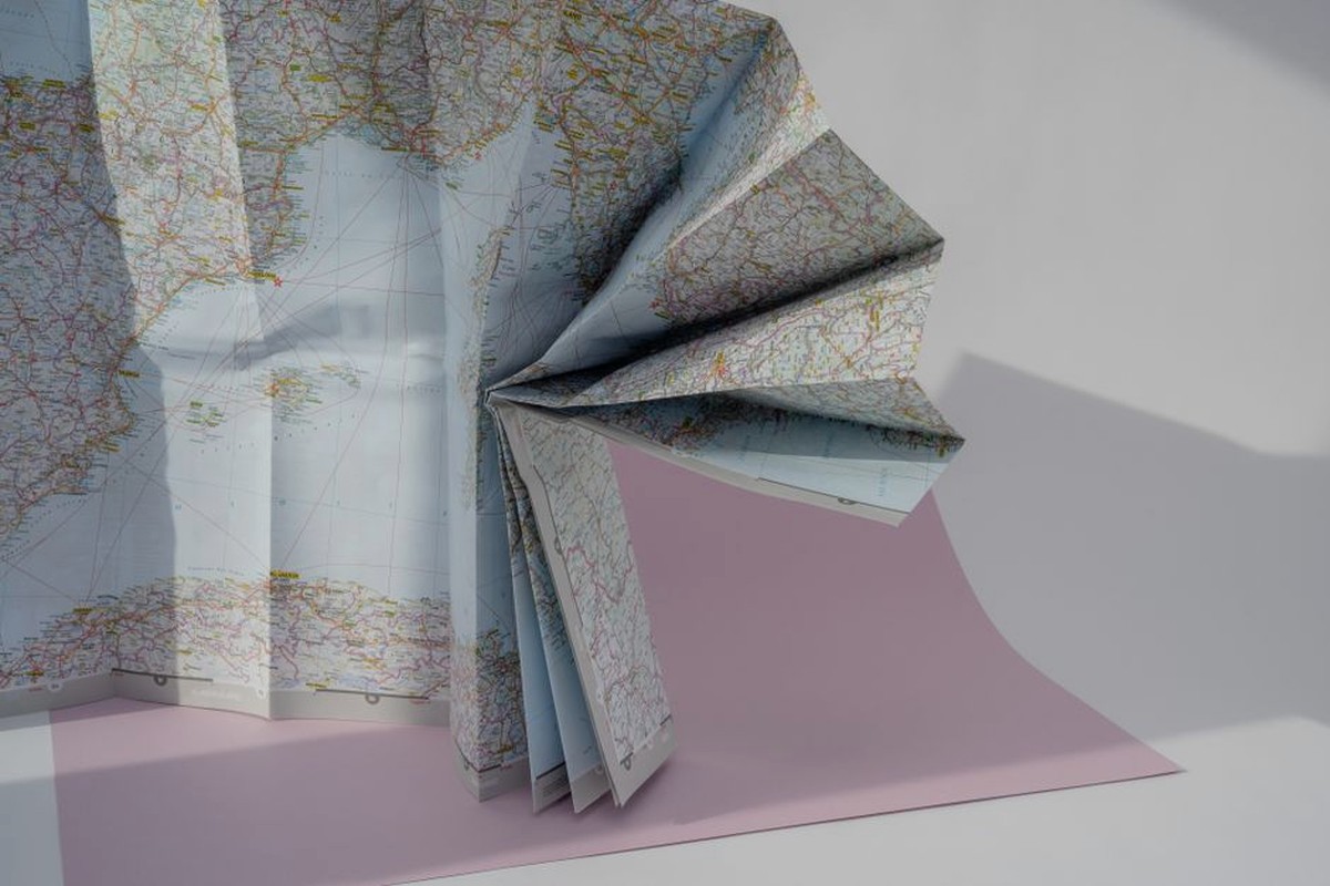 Folded map for planning a relaxed weekend day trip.